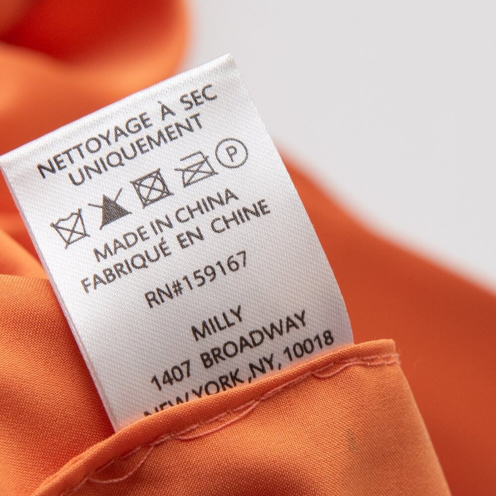 Milly Estie Dress Mini Satin Pleated One Shoulder Mini Belted Orange Size 12 - Picture 4 of 6